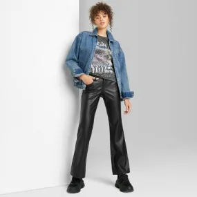 New - Wild Fable Women's Low Rise Flare Classic Faux Leather Pants