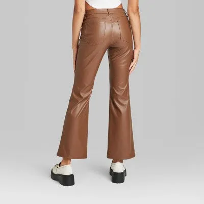 New - Wild Fable Women's Low Rise Flare Classic Faux Leather Pants