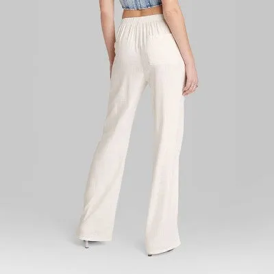 New - Wild Fable Women's Mid Rise Wide Leg Relaxed Linen Pants