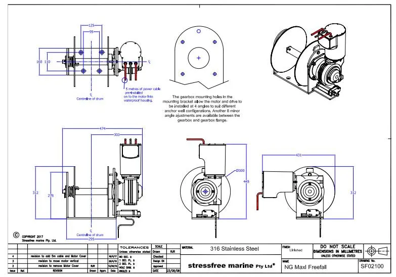 NG STRESSFREE Maxi Free Fall Winch. Boats to 19.5ft to 39ft