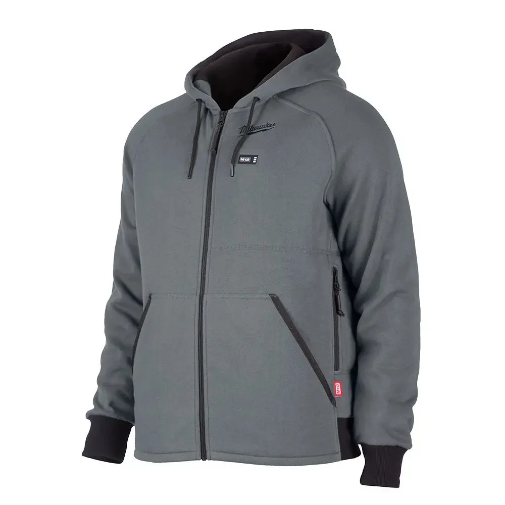 Open Box -  Milwaukee Tool Men's 2X-Large M12 12-Volt Lithium-Ion Cordless Gray Heated Jacket Hoodie Kit w/ (1) 3.0 Ah Battery