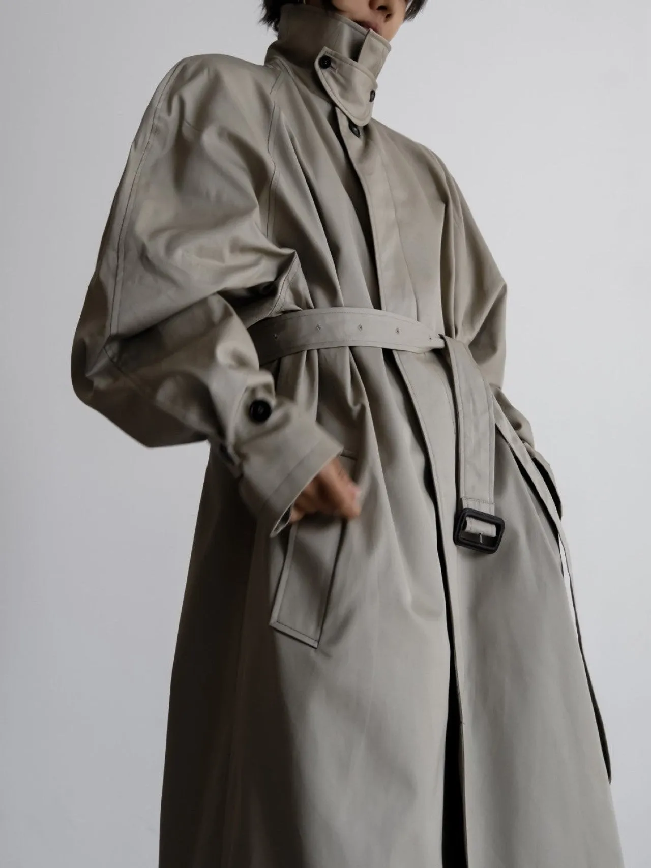 PADDED DETAIL OVERSIZED SINGLE BREASTED TRENCH COAT