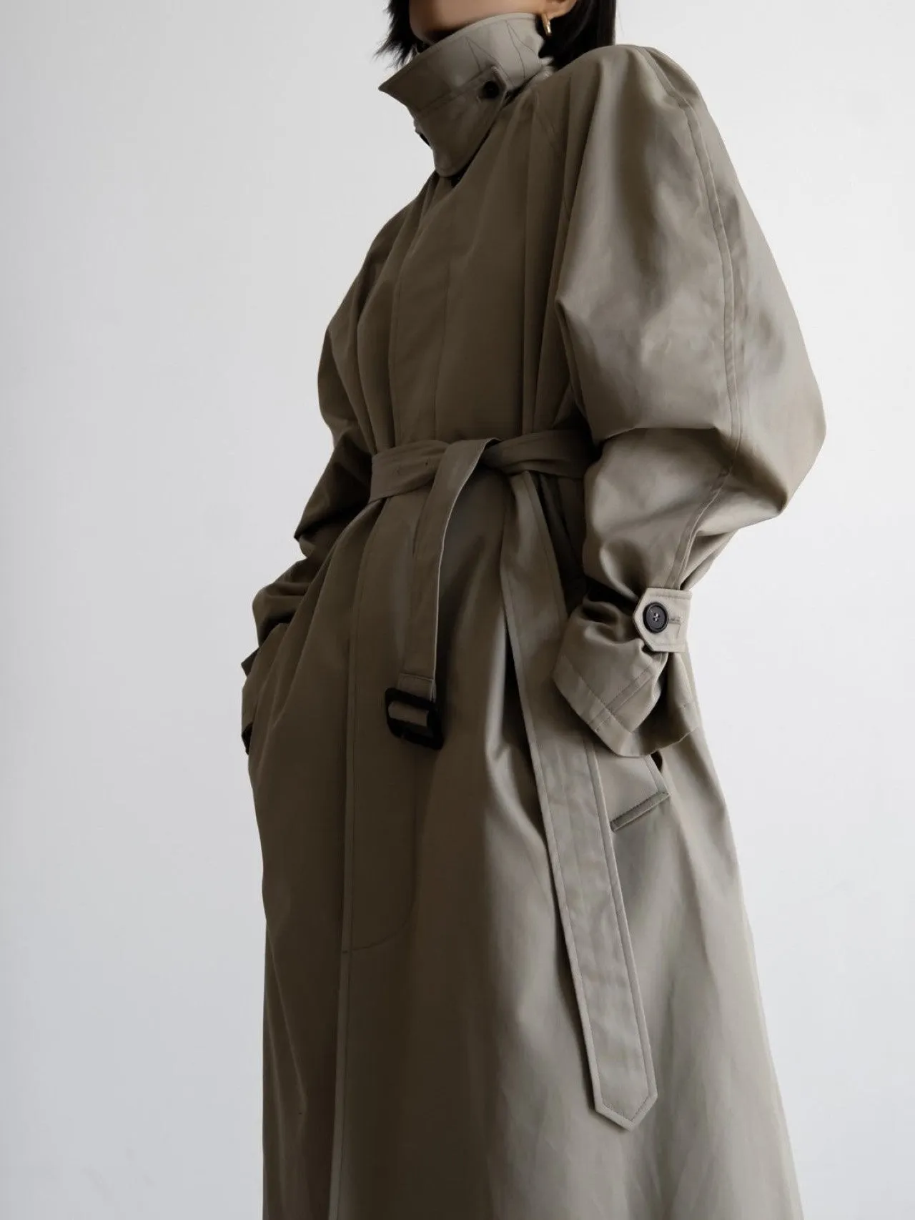 PADDED DETAIL OVERSIZED SINGLE BREASTED TRENCH COAT