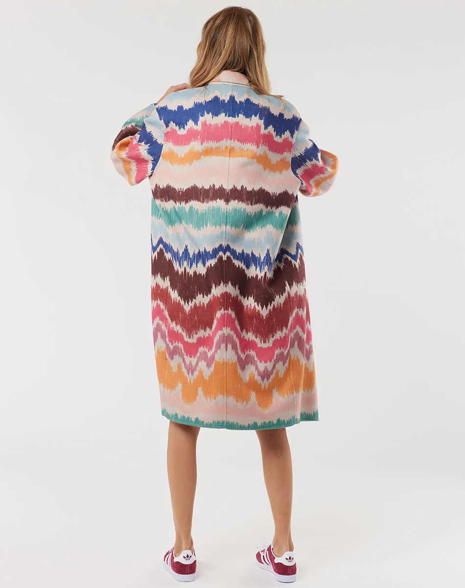 Paola Printed Colorful Midi Coat