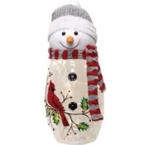 Plush Head Lit Glass Snowman