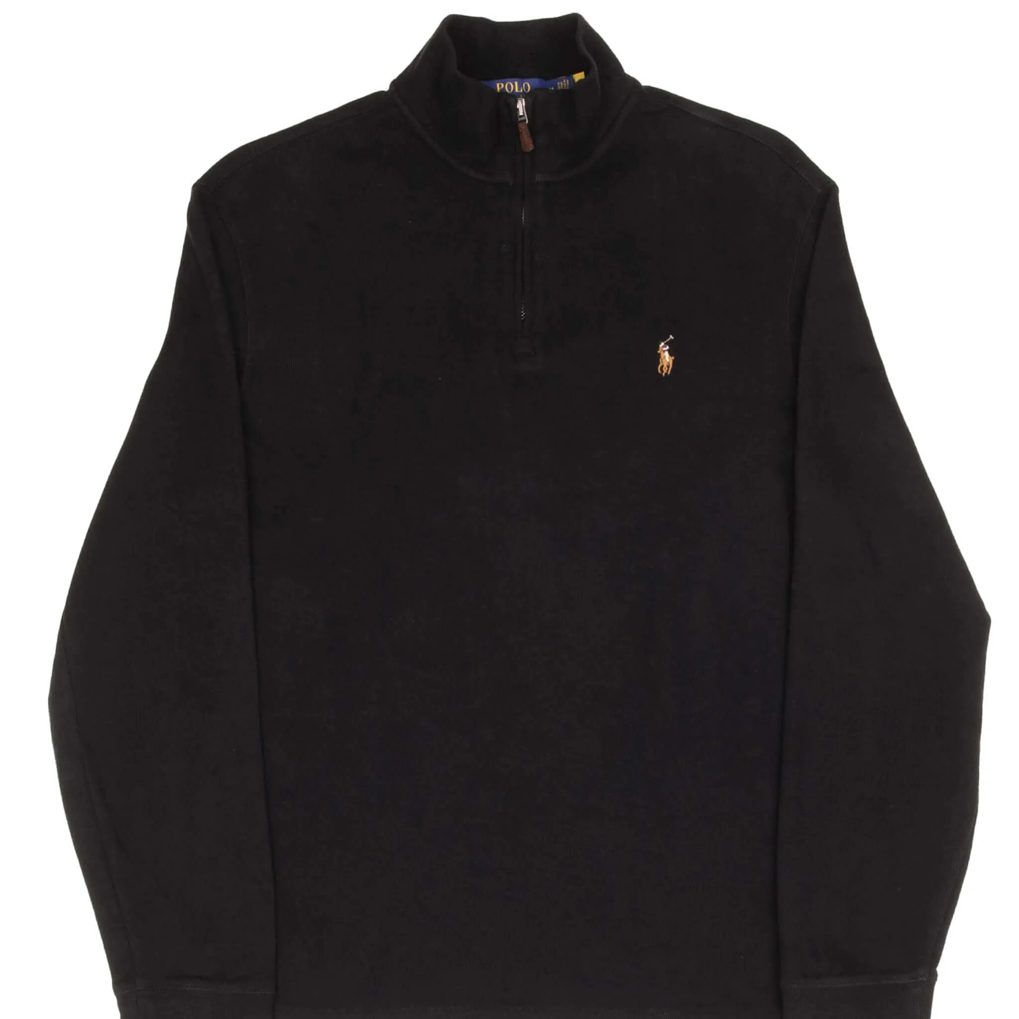 POLO RALPH LAUREN BLACK QUARTER 1/4 ZIP SWEATER SIZE MEDIUM