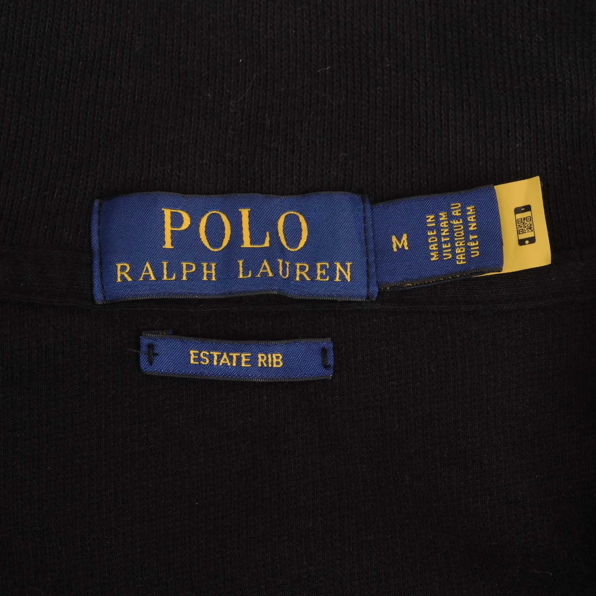 POLO RALPH LAUREN BLACK QUARTER 1/4 ZIP SWEATER SIZE MEDIUM