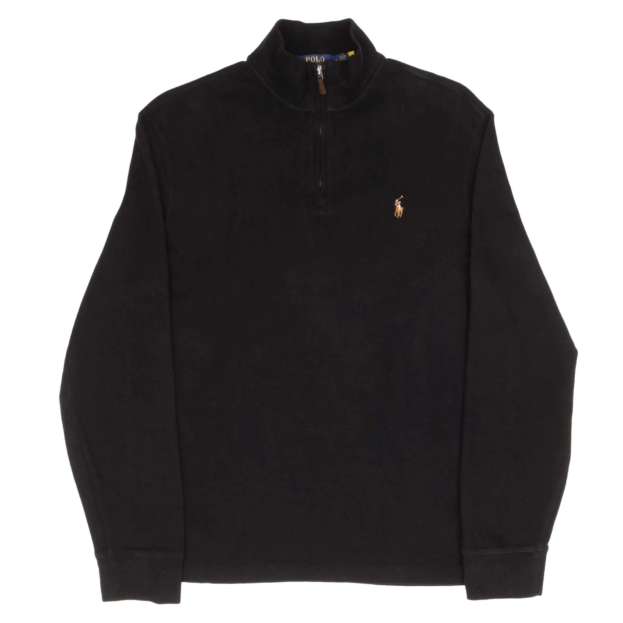 POLO RALPH LAUREN BLACK QUARTER 1/4 ZIP SWEATER SIZE MEDIUM