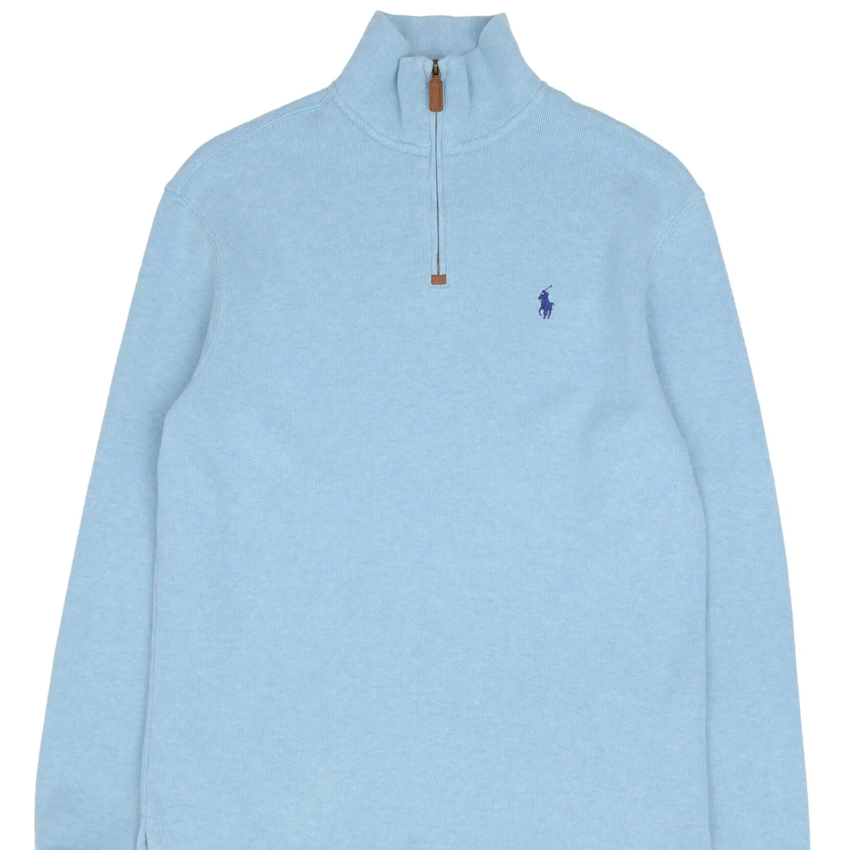 POLO RALPH LAUREN LIGHT BLUE QUARTER 1/4 ZIP SWEATER SIZE SMALL