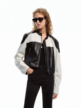 PU Leather Contrast Jacket