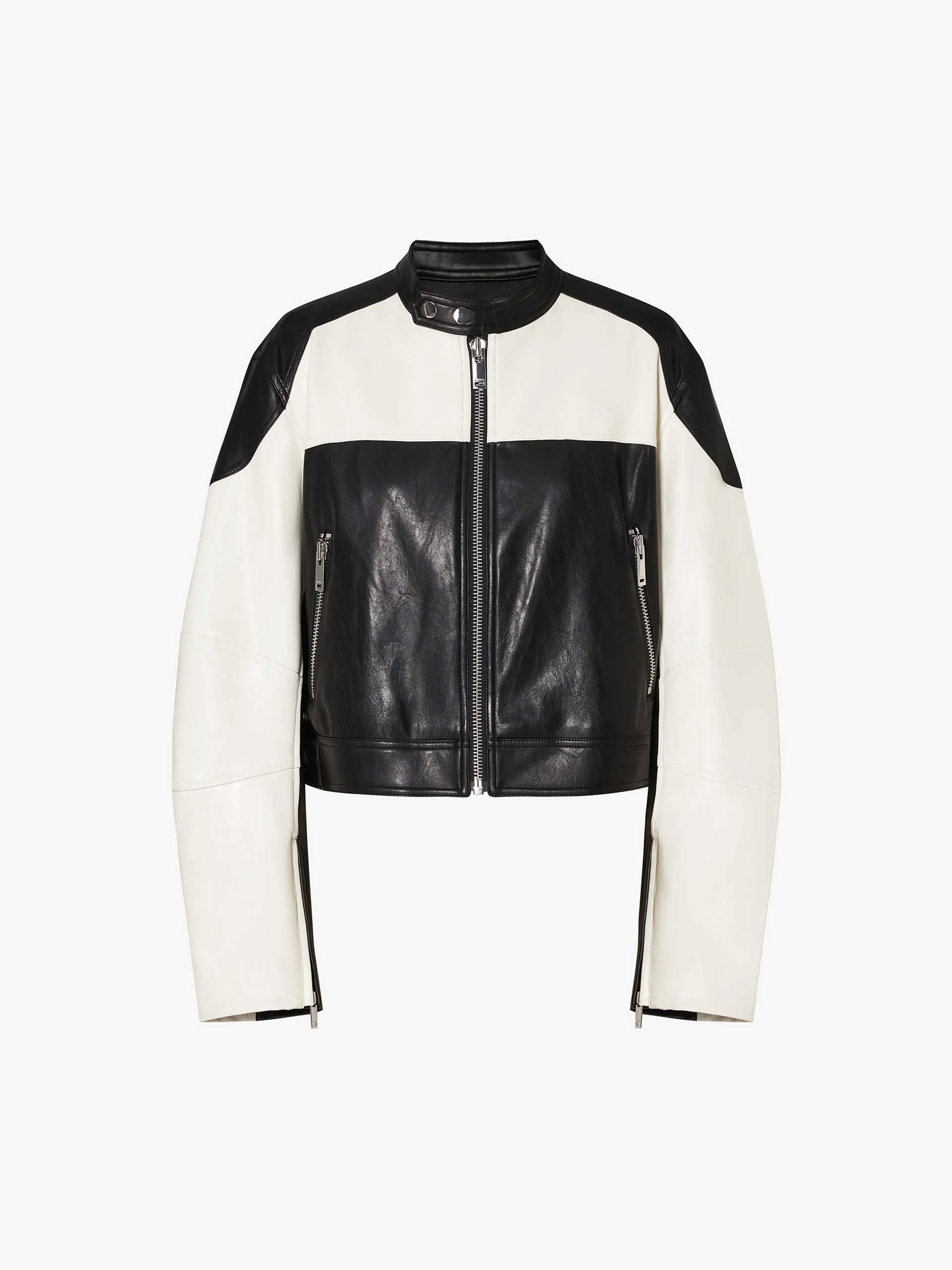 PU Leather Contrast Jacket