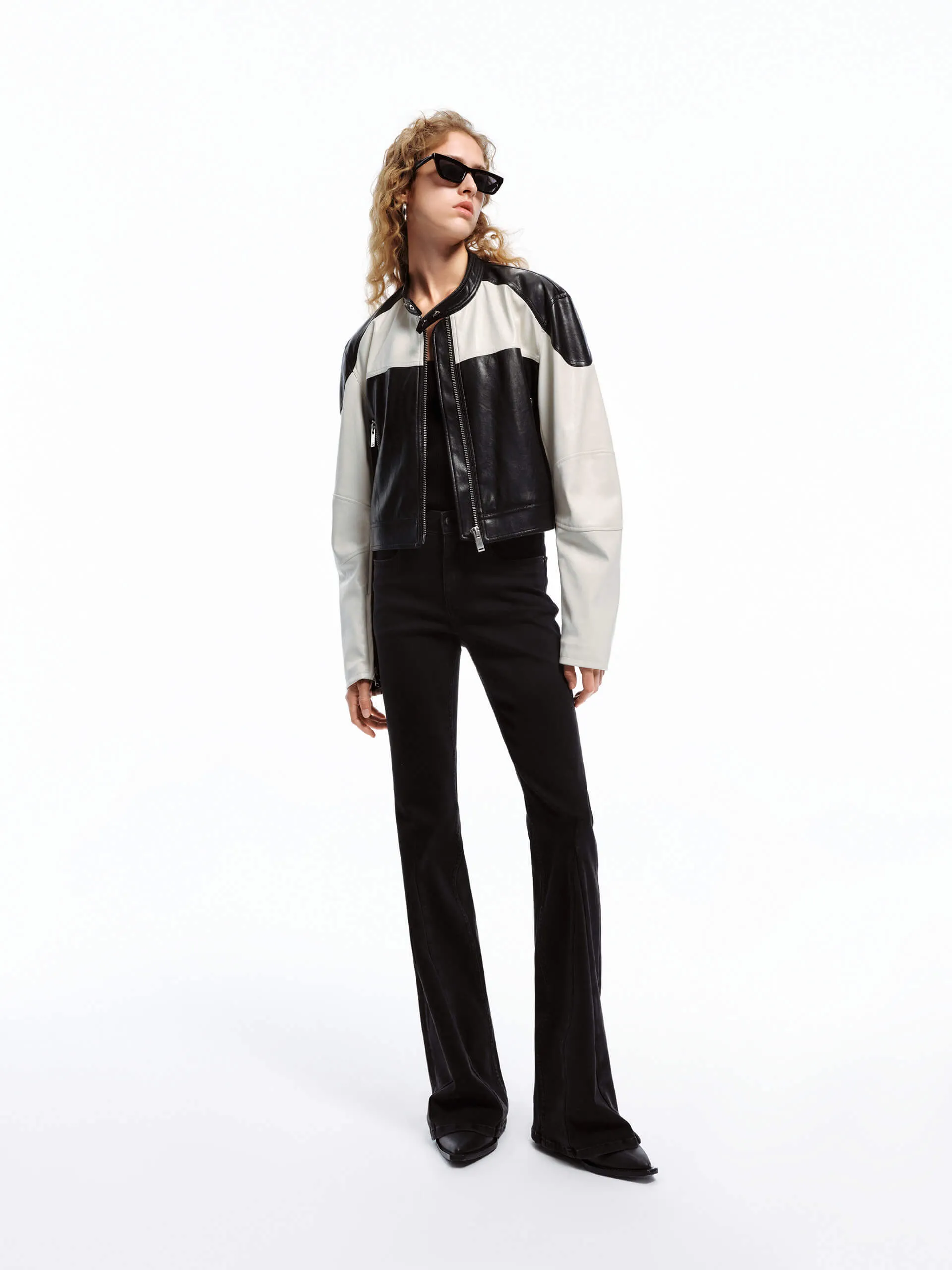 PU Leather Contrast Jacket