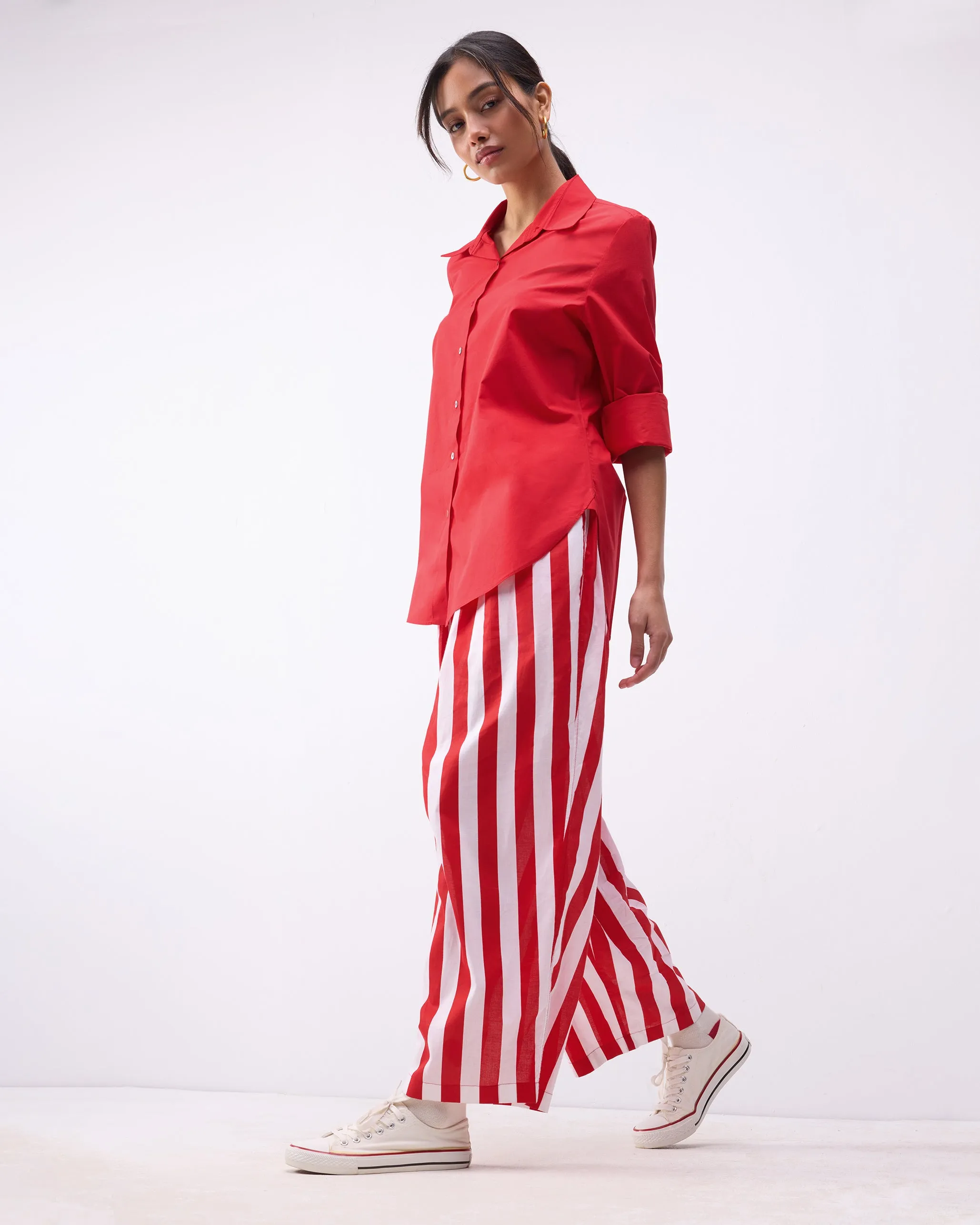 Recess Pants - Red & White Stripes