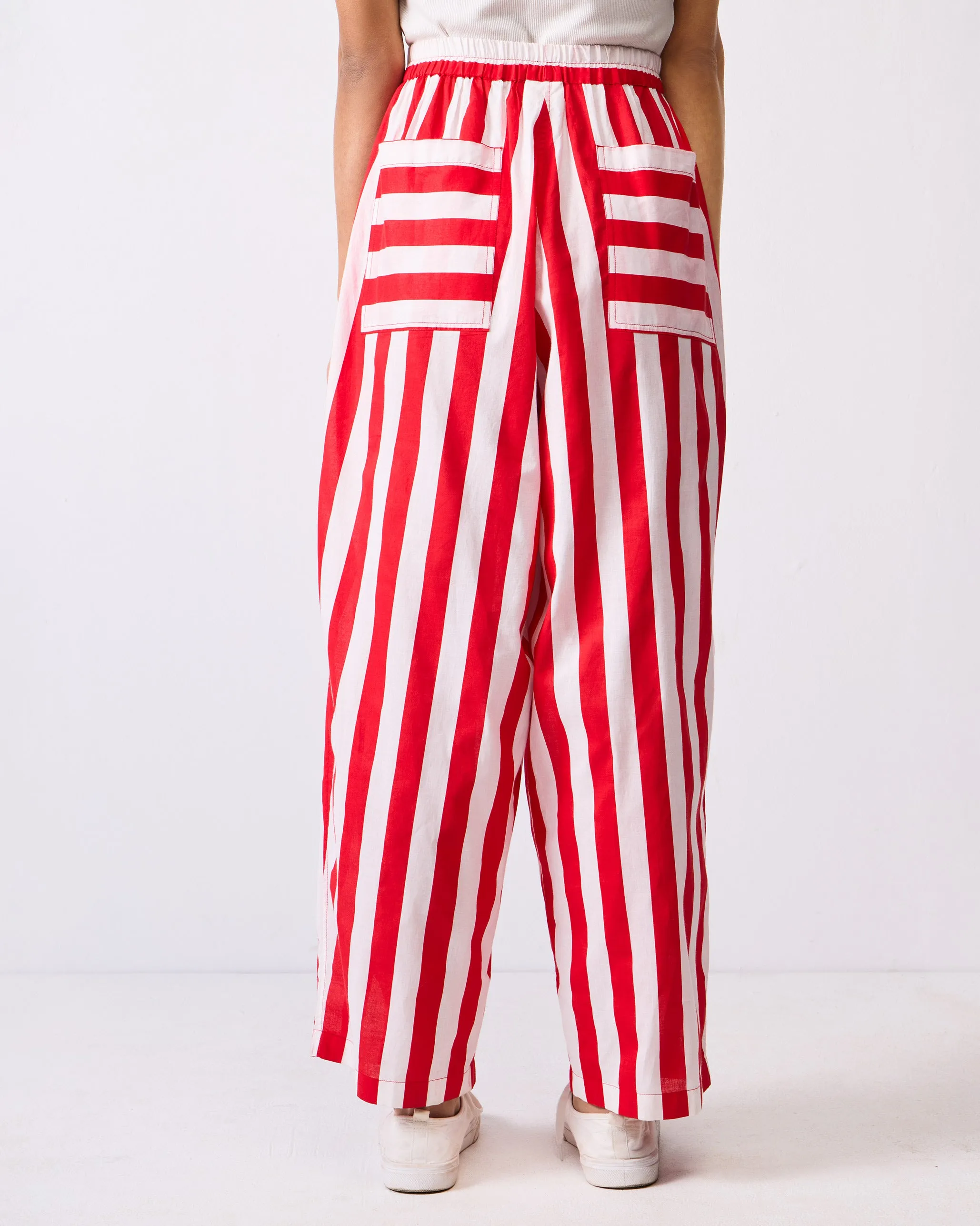 Recess Pants - Red & White Stripes