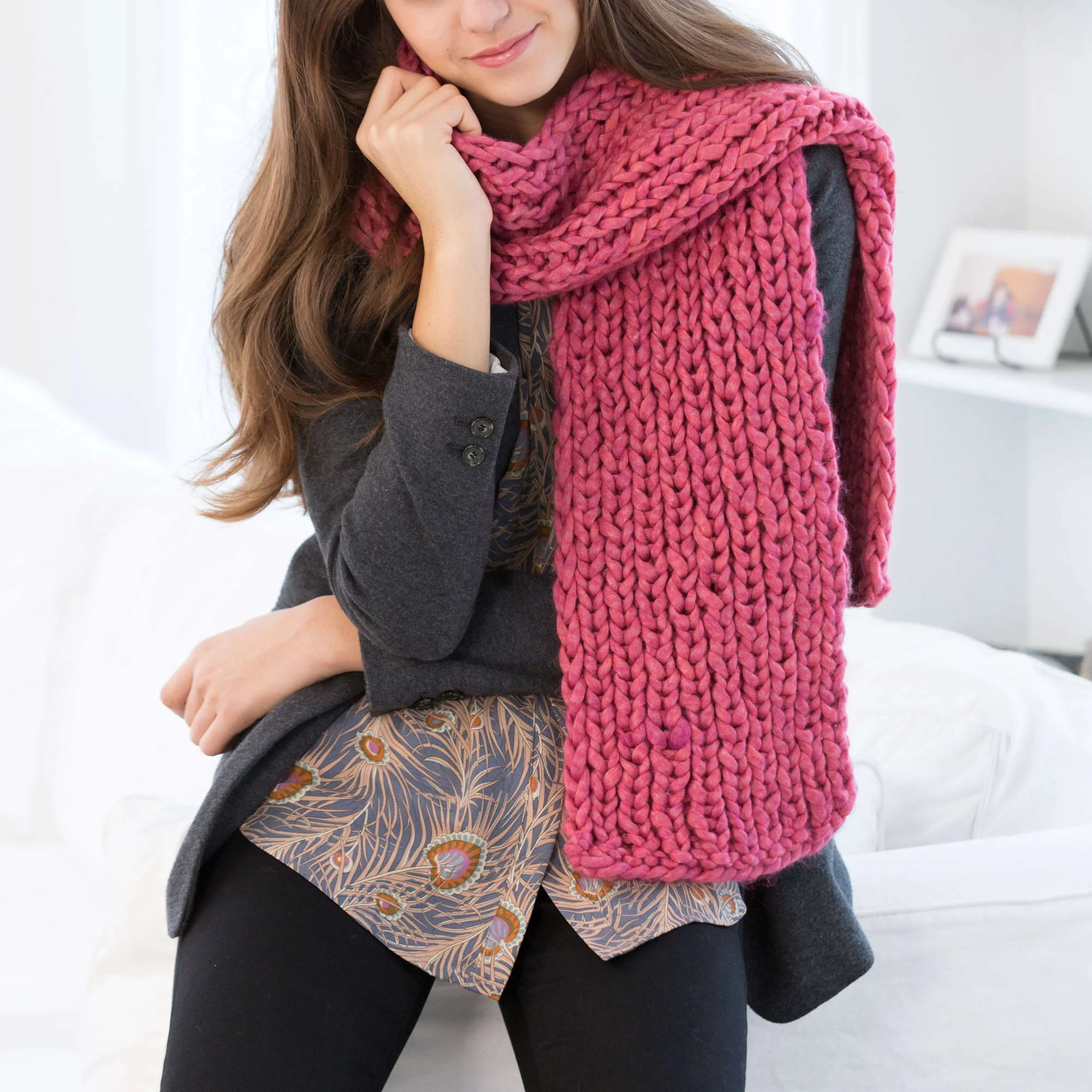 Red Heart Knit Mondo Ribbed Scarf