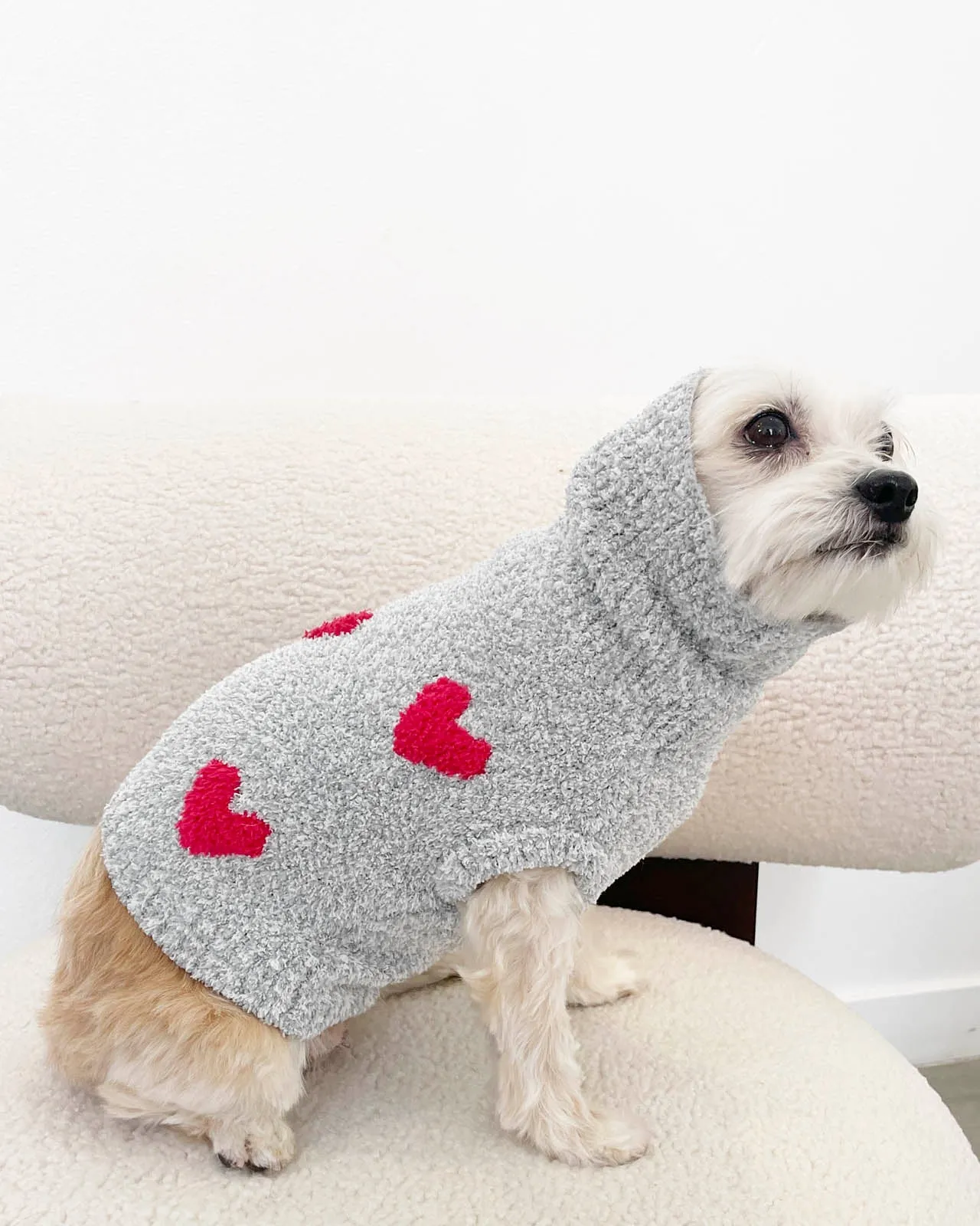 Red Hearts Fuzzy Pet Sweater