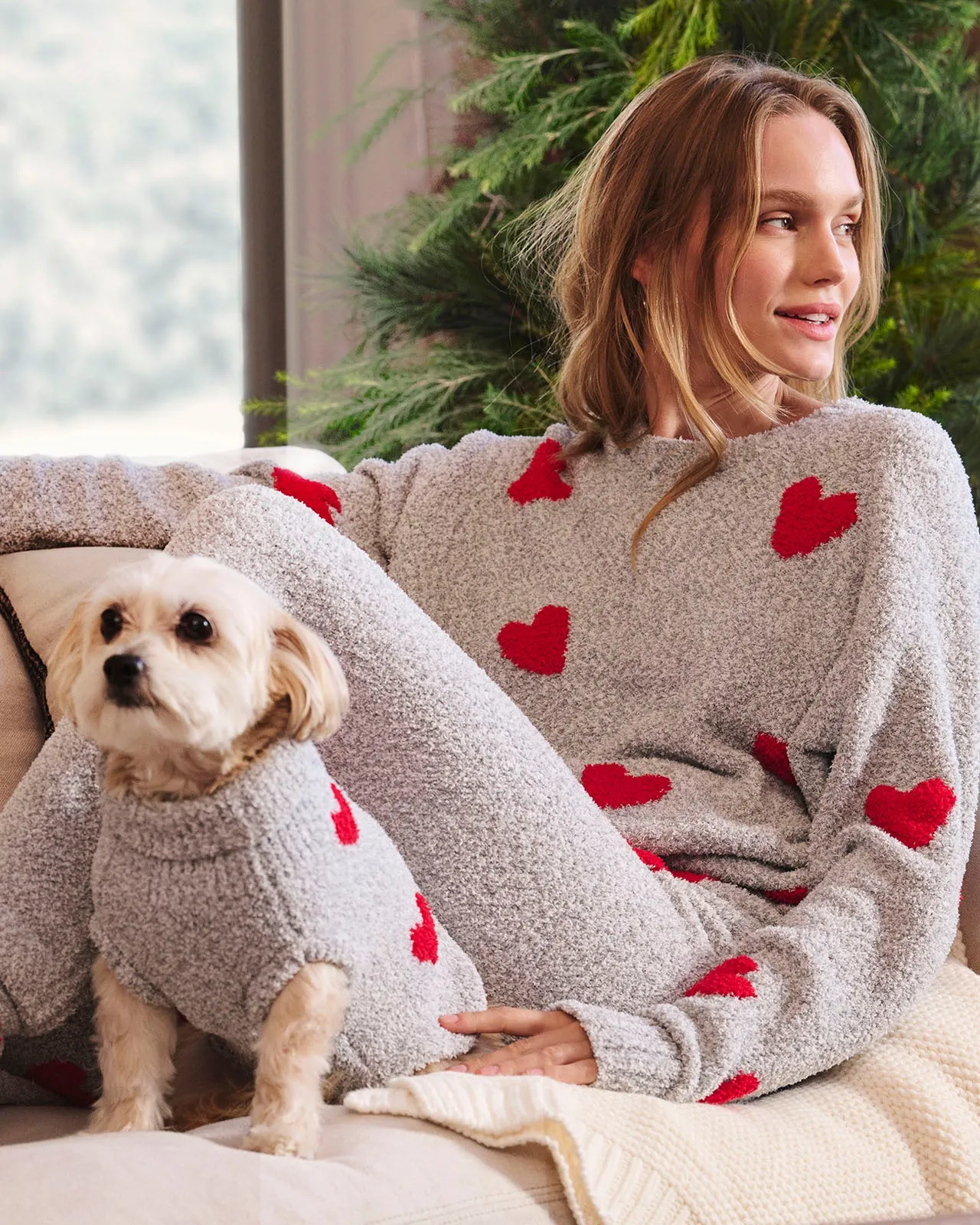 Red Hearts Fuzzy Pet Sweater