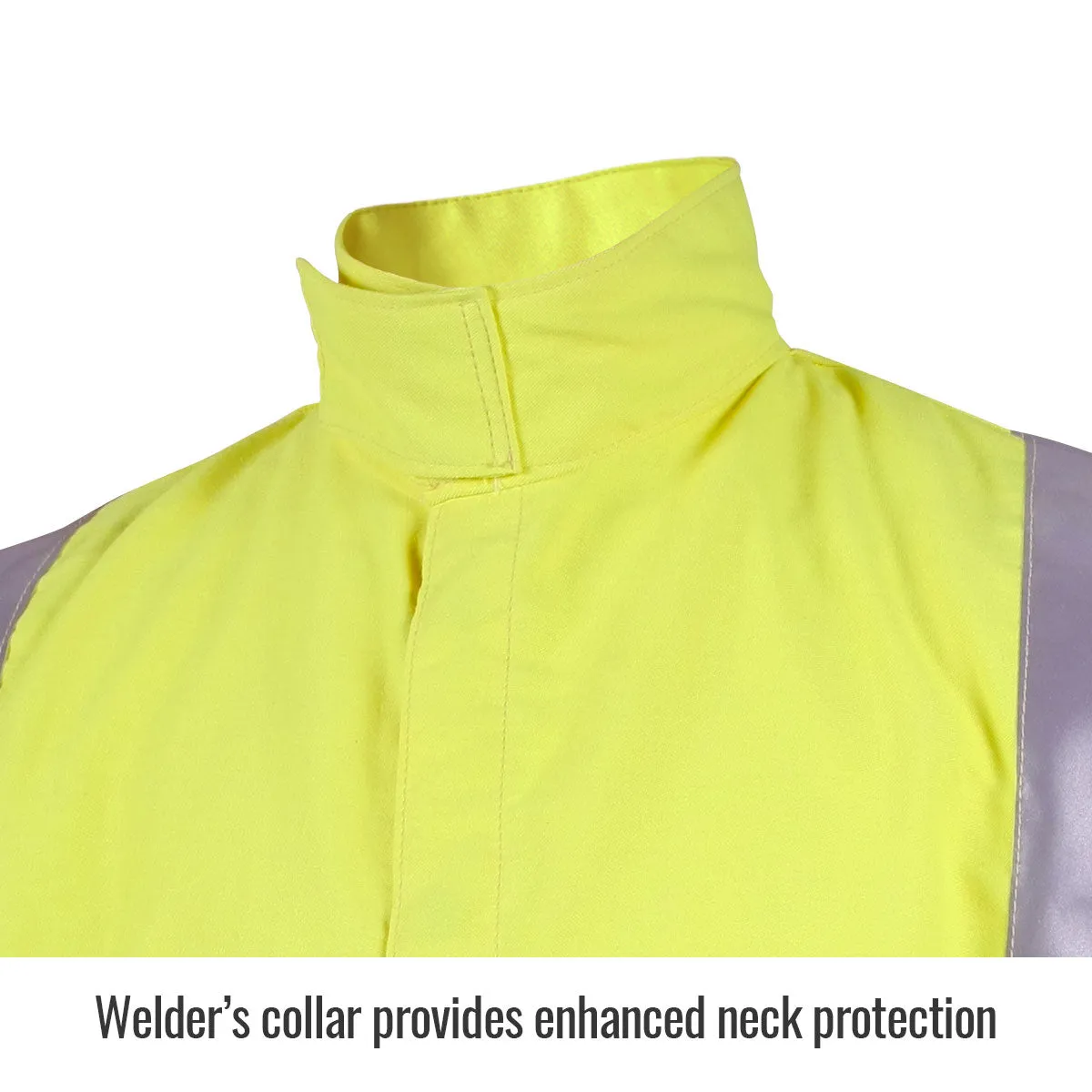 Revco JF4312-HY 9 oz. Hi-Vis Yellow Arcweld® FR Welding Jacket w/ Reflective Tape(1 Jacket)