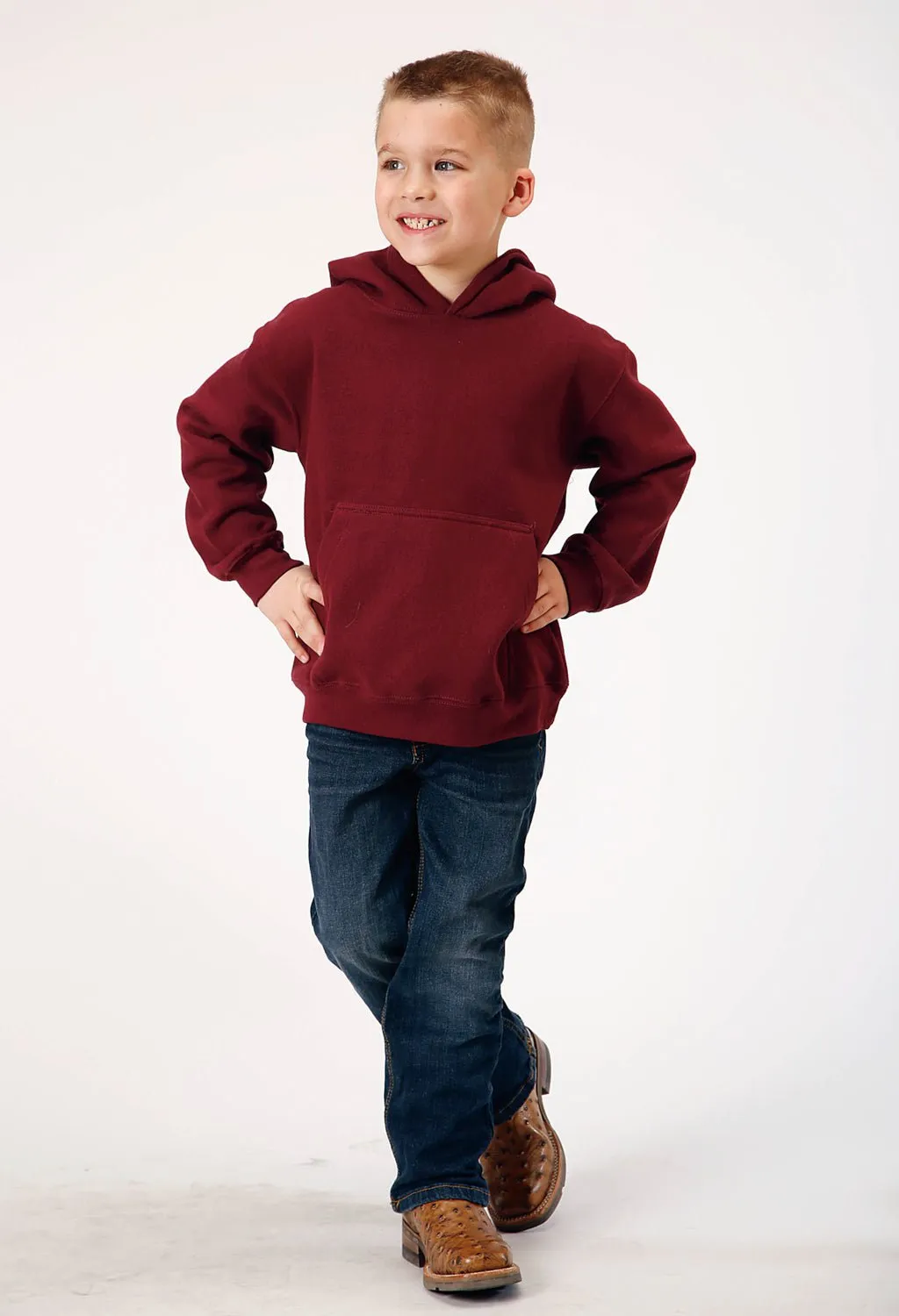 Roper Kids Boys Basic Wine 100% Polyester Hoodie