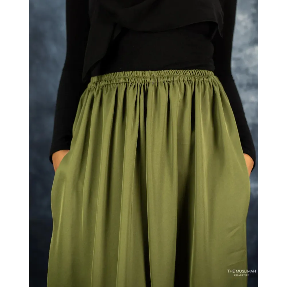 Sage Green Nida Flowy Skirt