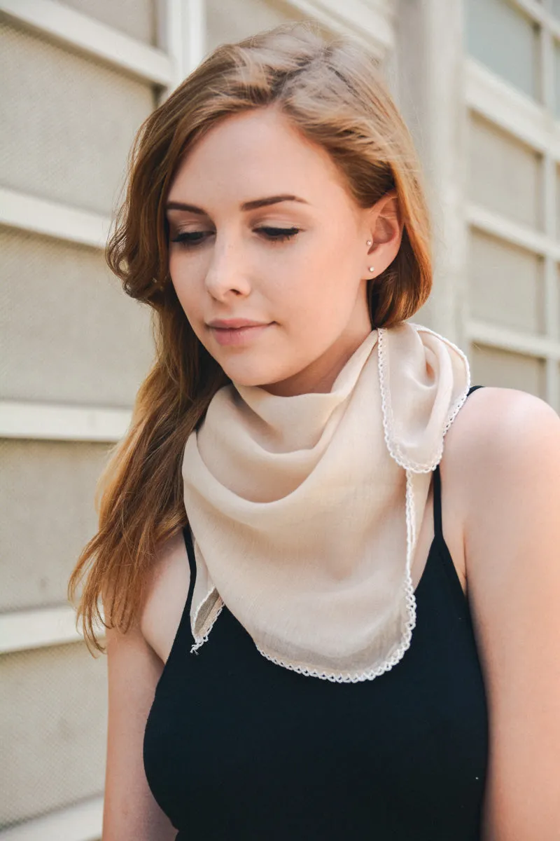 Scallop Stitch Trim Bandana Scarf