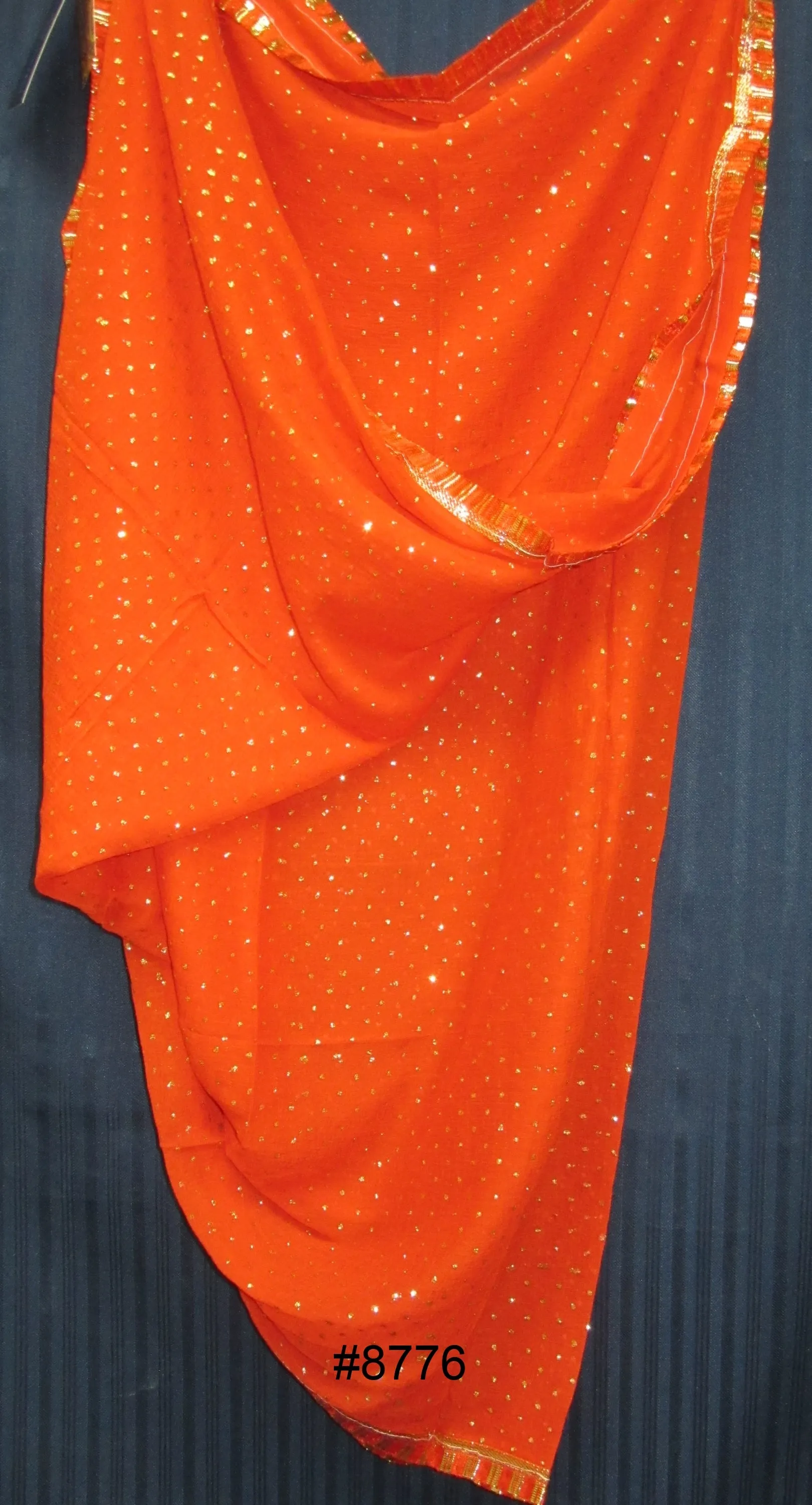 Scarf 8780 Georgette Solid Colors Golden Pin Dots Dupatta Chunni Shawl