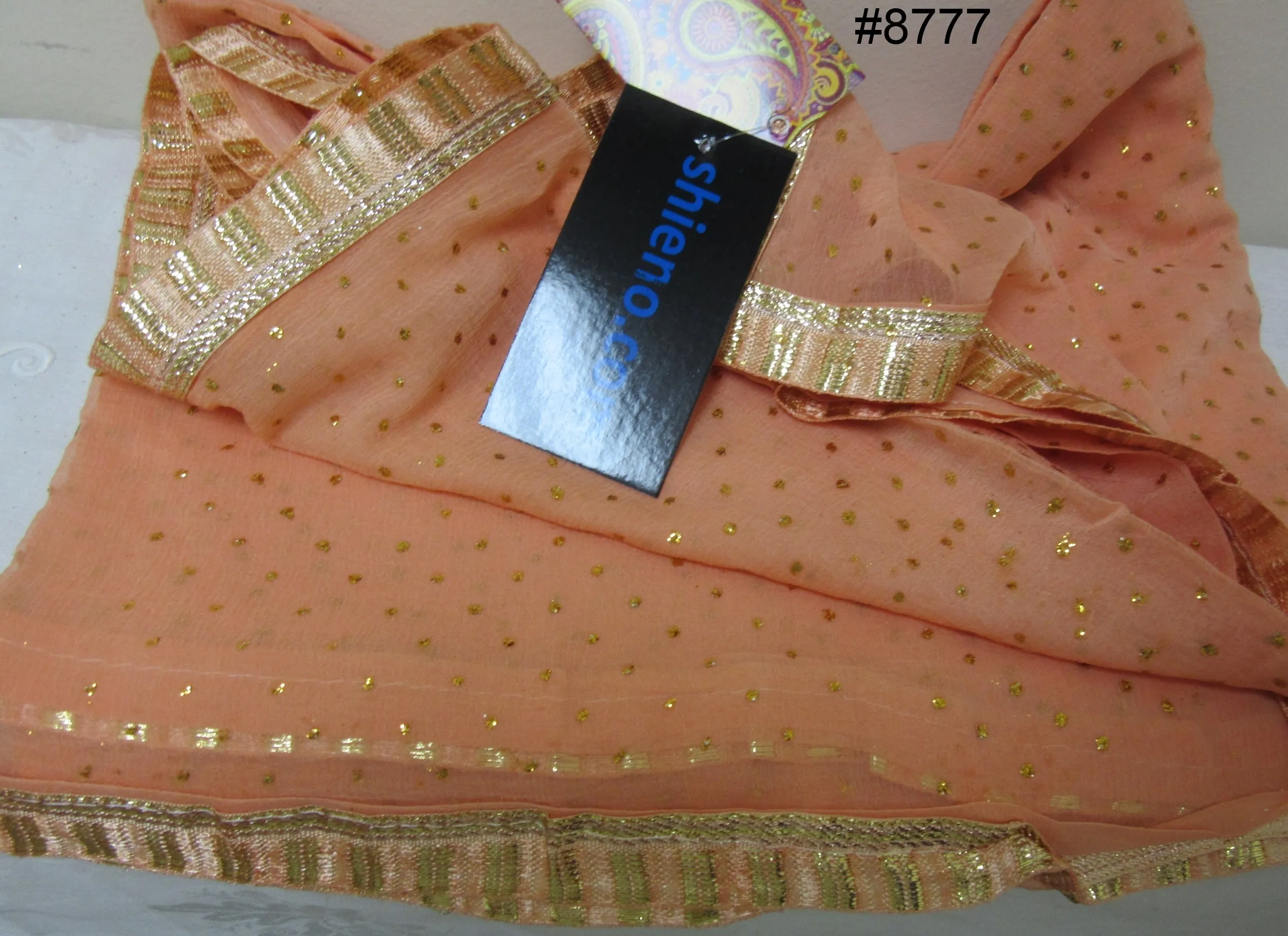 Scarf 8780 Georgette Solid Colors Golden Pin Dots Dupatta Chunni Shawl