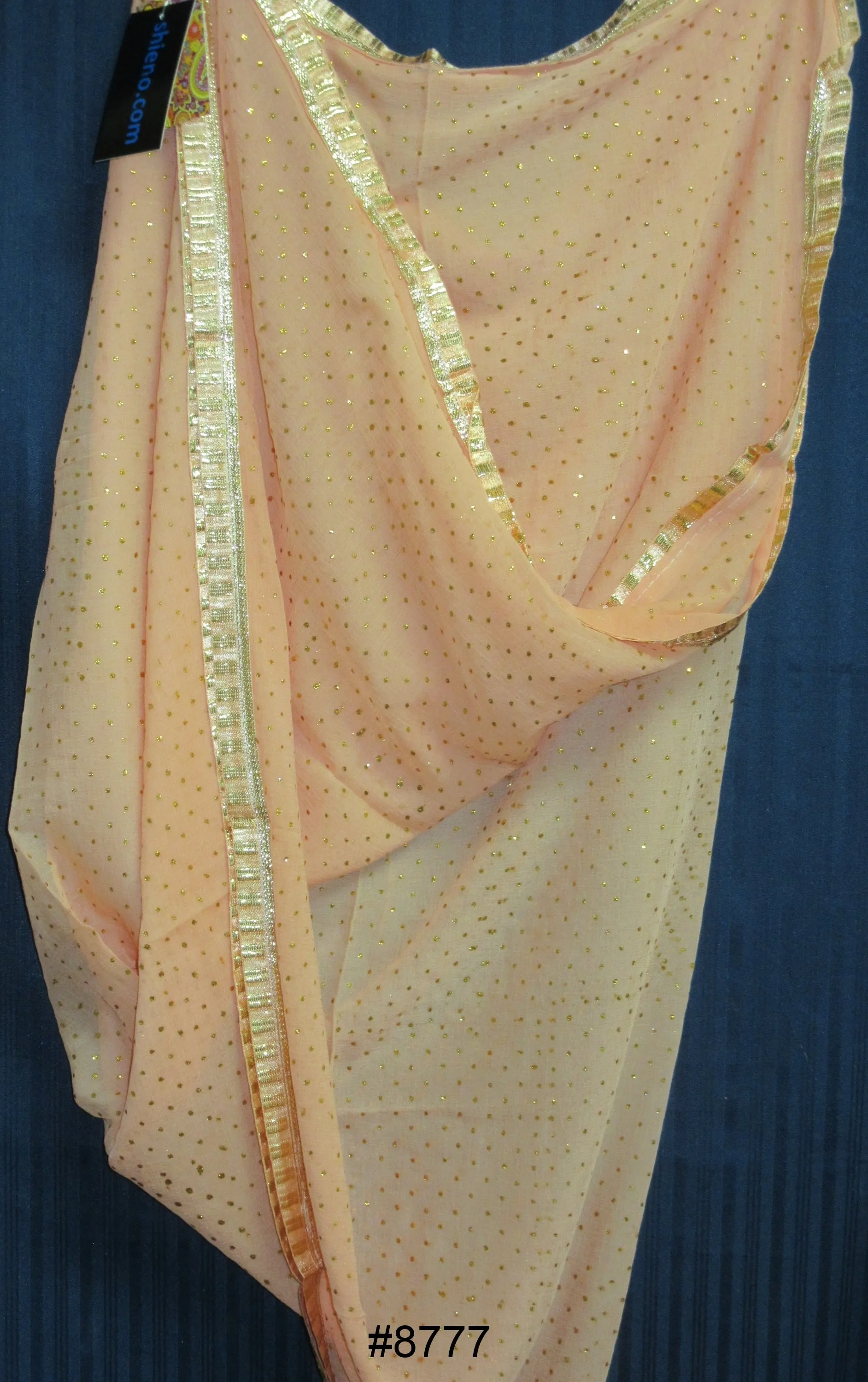 Scarf 8780 Georgette Solid Colors Golden Pin Dots Dupatta Chunni Shawl