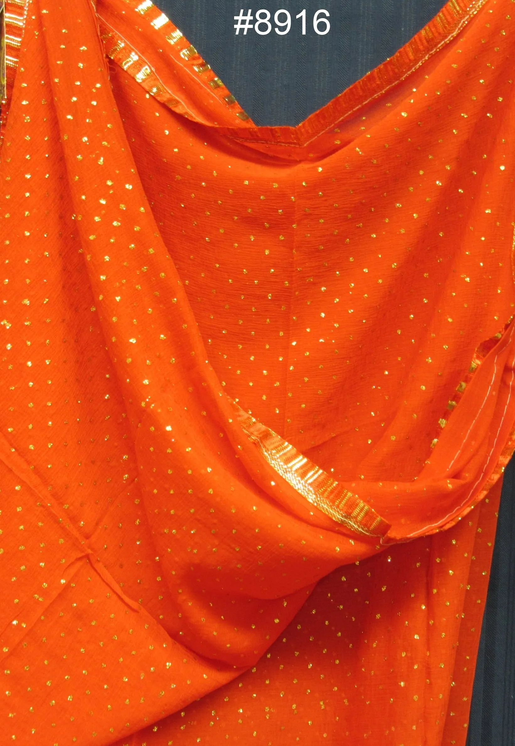 Scarf 8780 Georgette Solid Colors Golden Pin Dots Dupatta Chunni Shawl