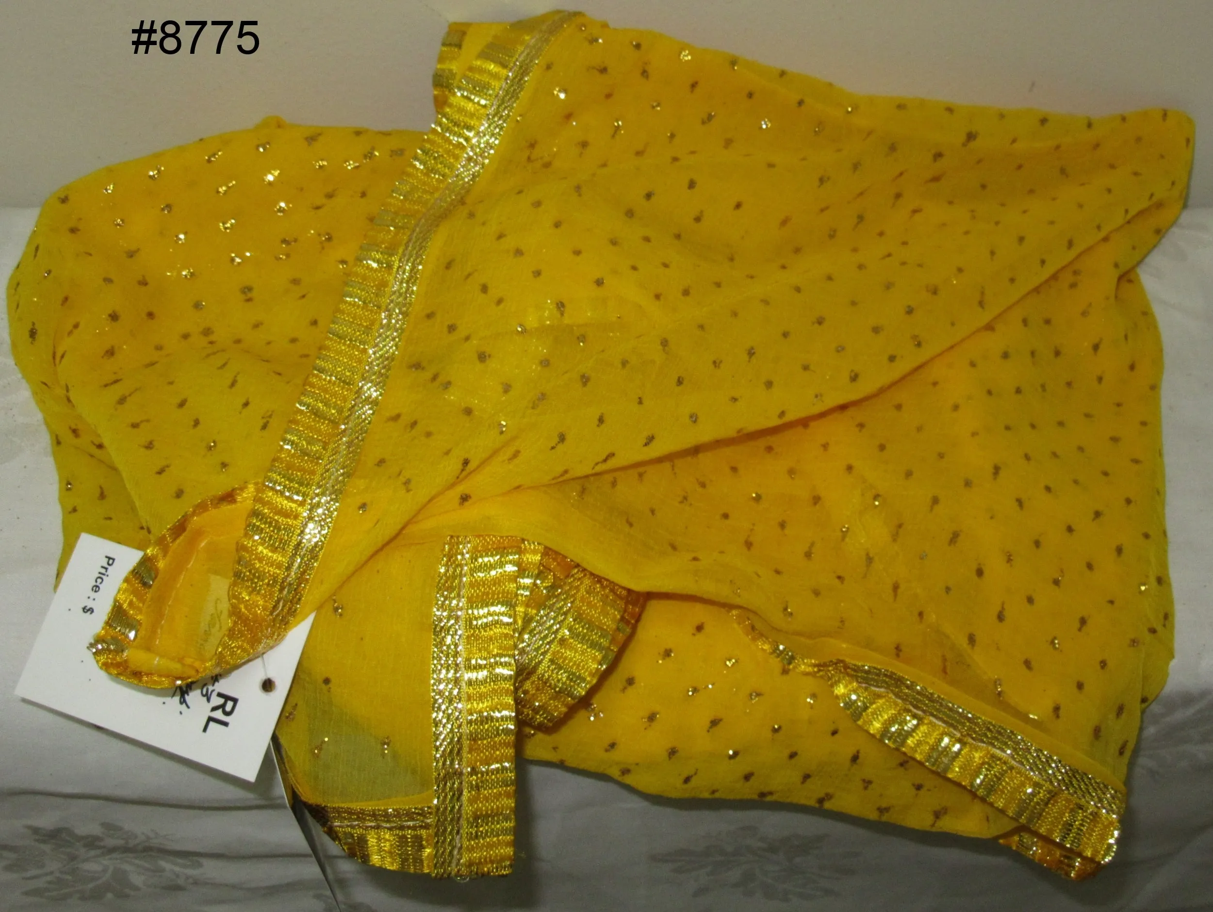 Scarf 8780 Georgette Solid Colors Golden Pin Dots Dupatta Chunni Shawl