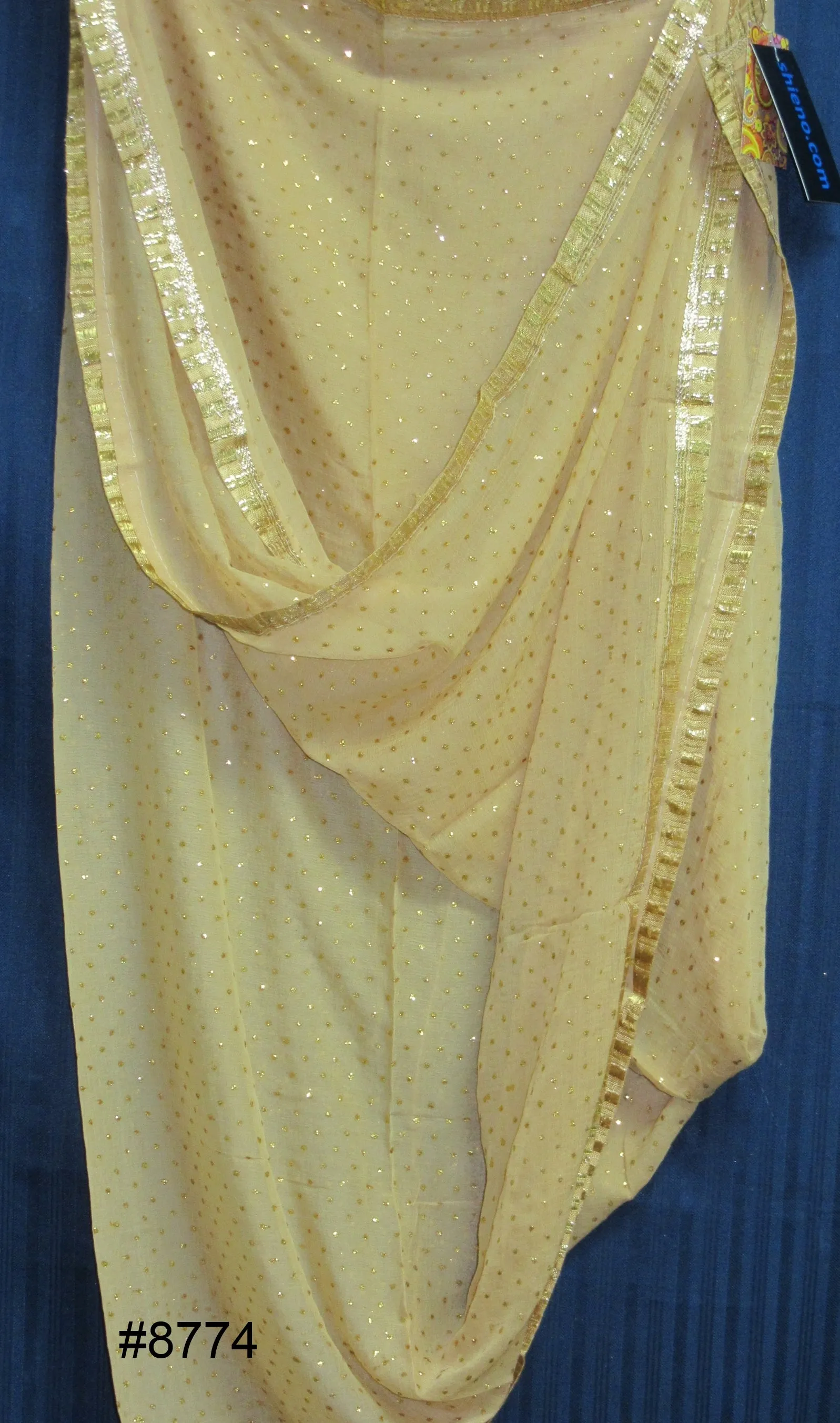 Scarf 8780 Georgette Solid Colors Golden Pin Dots Dupatta Chunni Shawl