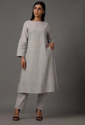 Set of 2: Powdered Blue Pure Woven Cotton Kurta and Pants