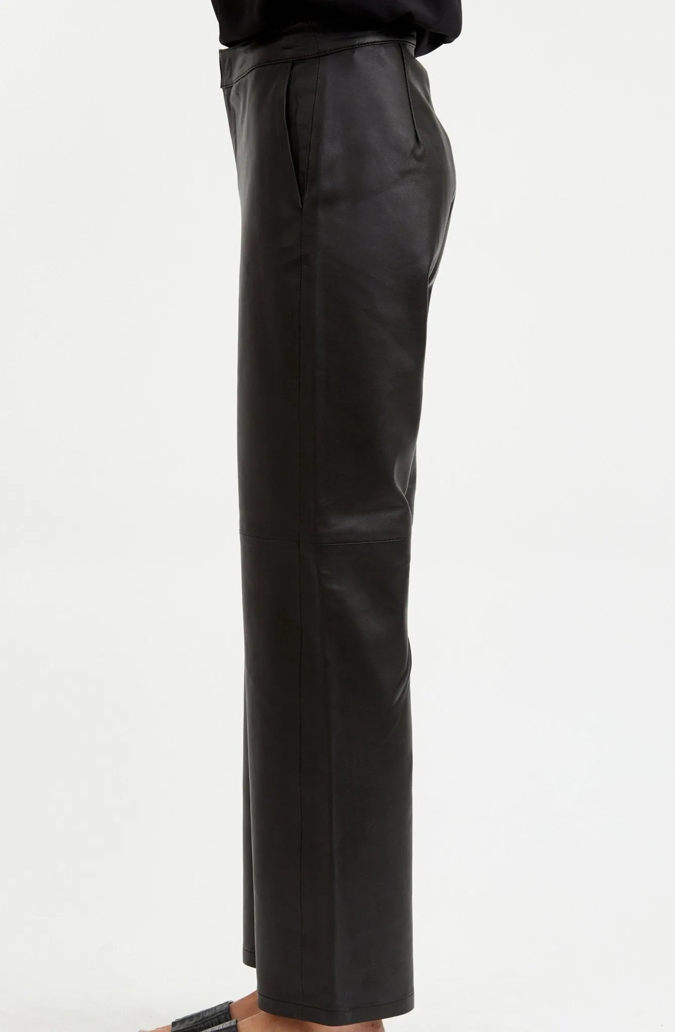 SIENA WIDE LEG SEAM PANT IN ITALIAN LEATHER