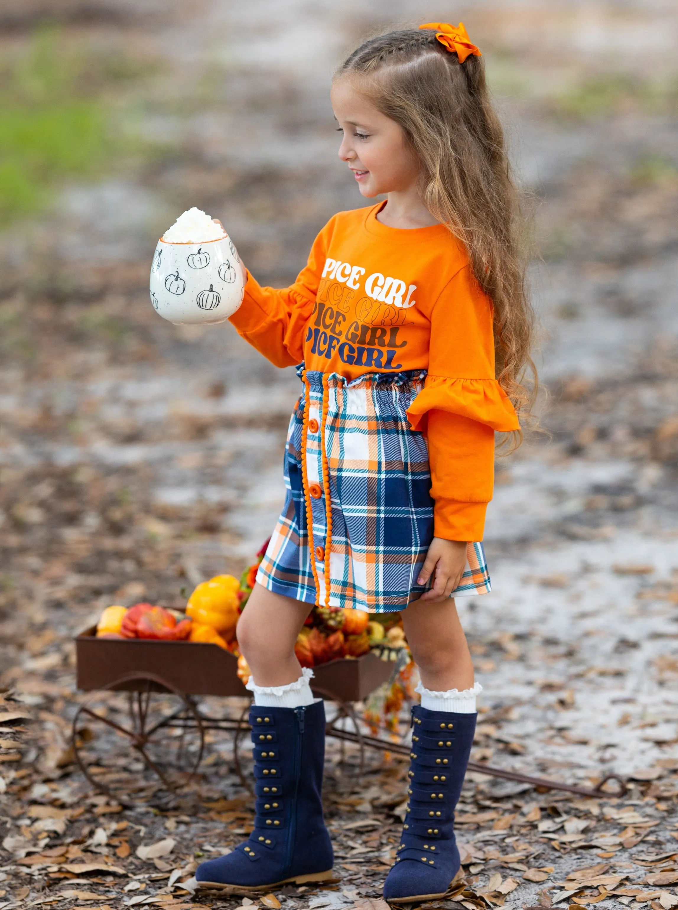 Spice Girl Vibes Plaid Skirt Casual Set