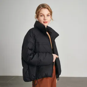 Stand-Up Collar Windproof Cropped Down Jacket