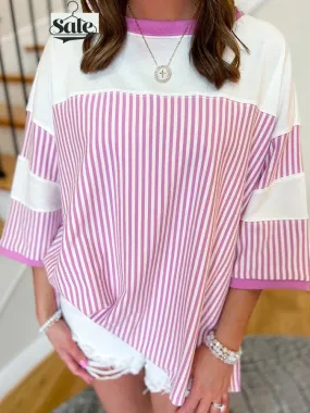 Striped Colorblock Plus Size Relaxed Top