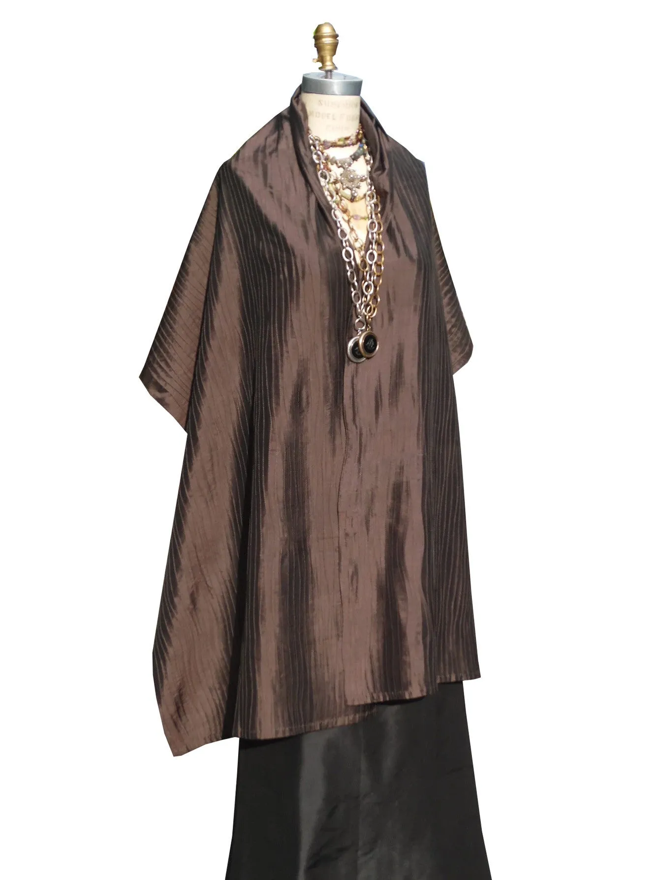 Thai Silk Pintuck Pleated Shawl Copper