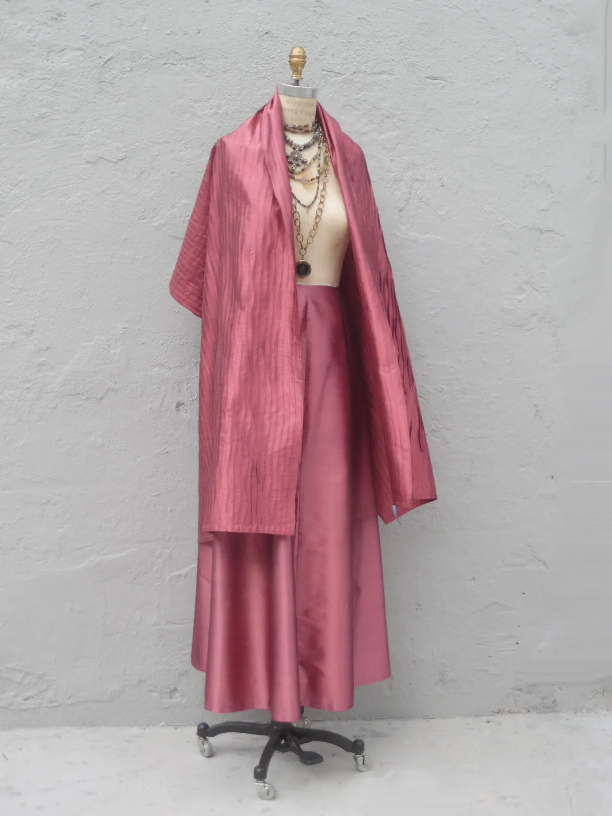 Thai Silk Pintuck Pleated Shawl Copper