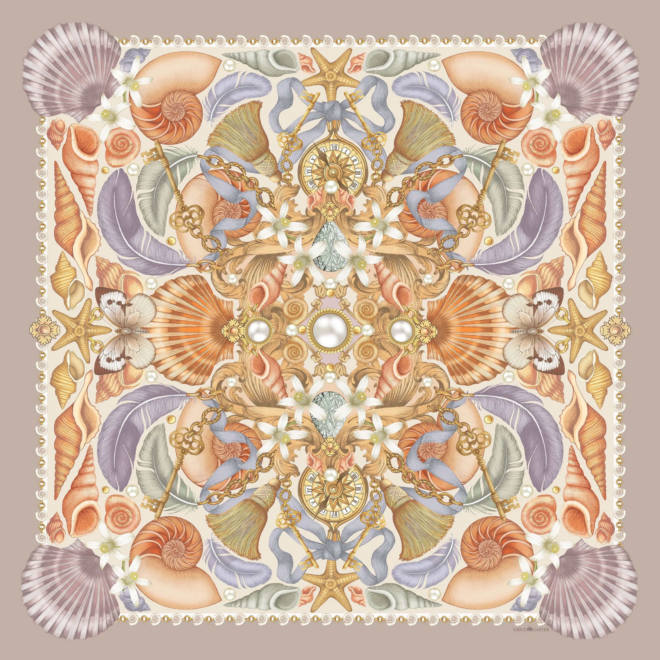 The Shell & Starfish Silk Neckerchief | 45x45cm [Preorder]