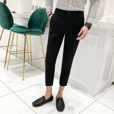 Thin Style Plaid Calf Length Men Trouser