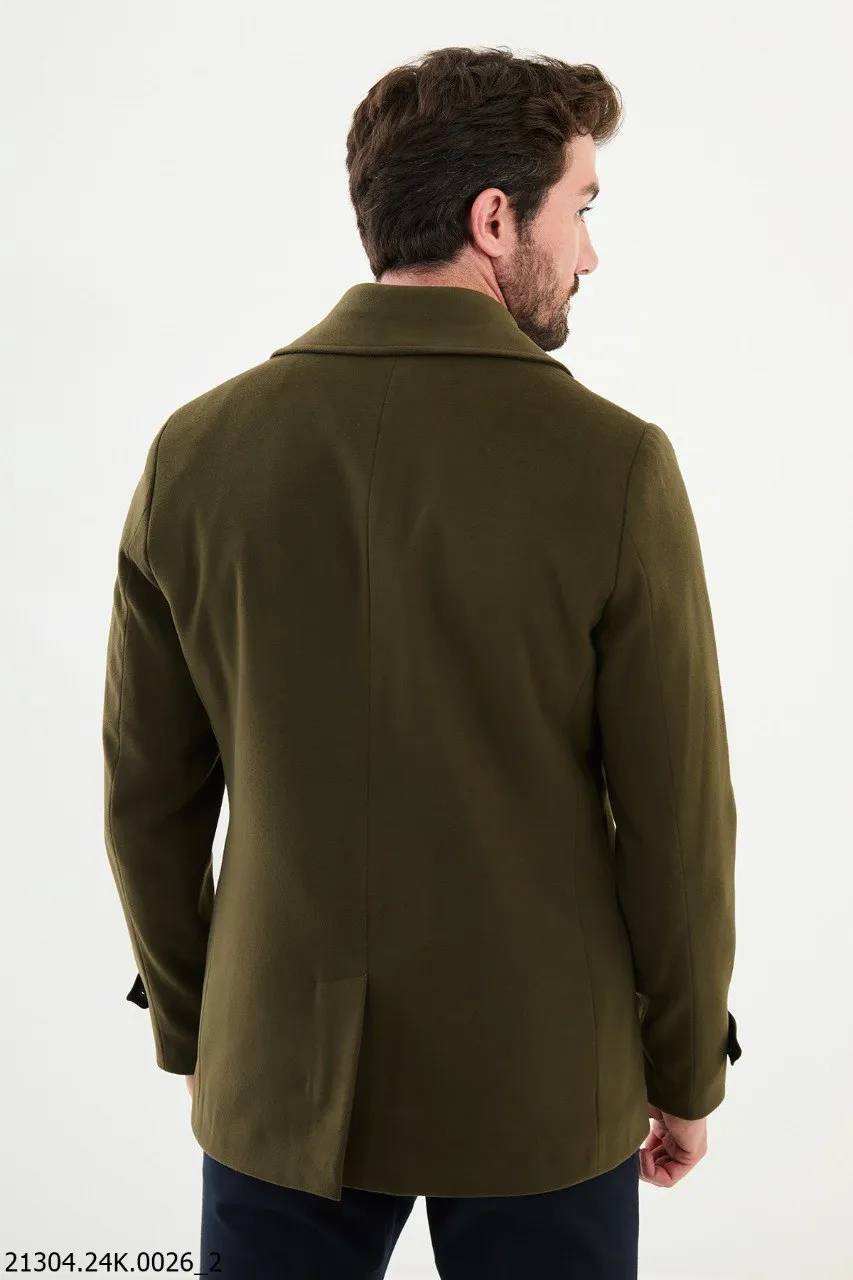 Timeless Khaki-Green Winter Peacoat.