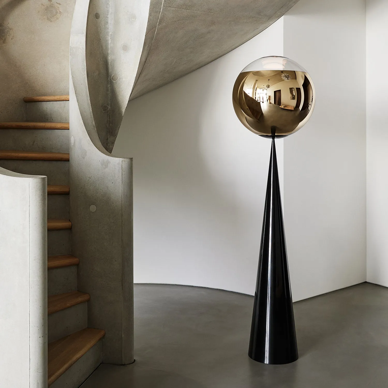 tom dixon | mirror ball floor lamp | cone fat | ensemble