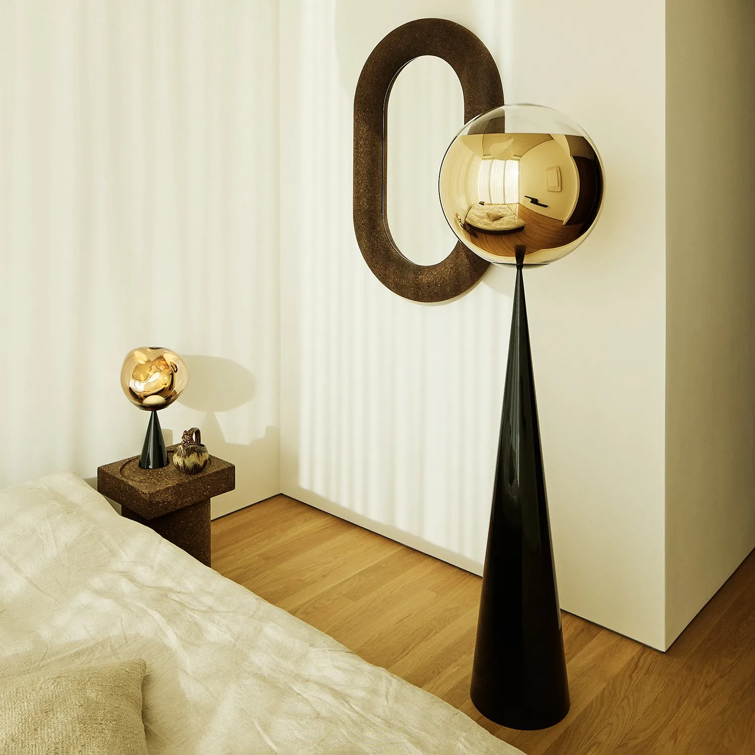 tom dixon | mirror ball floor lamp | cone fat | ensemble