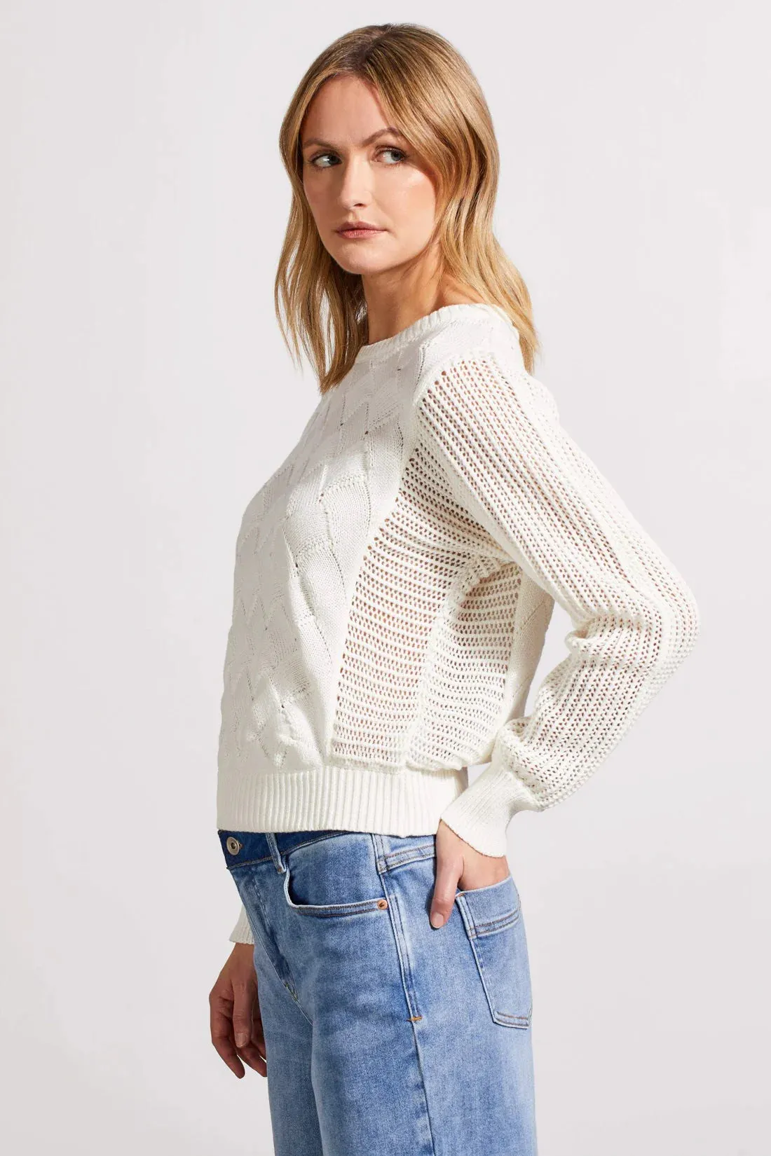 Tribal Dolman Crew Sweater Eggshell