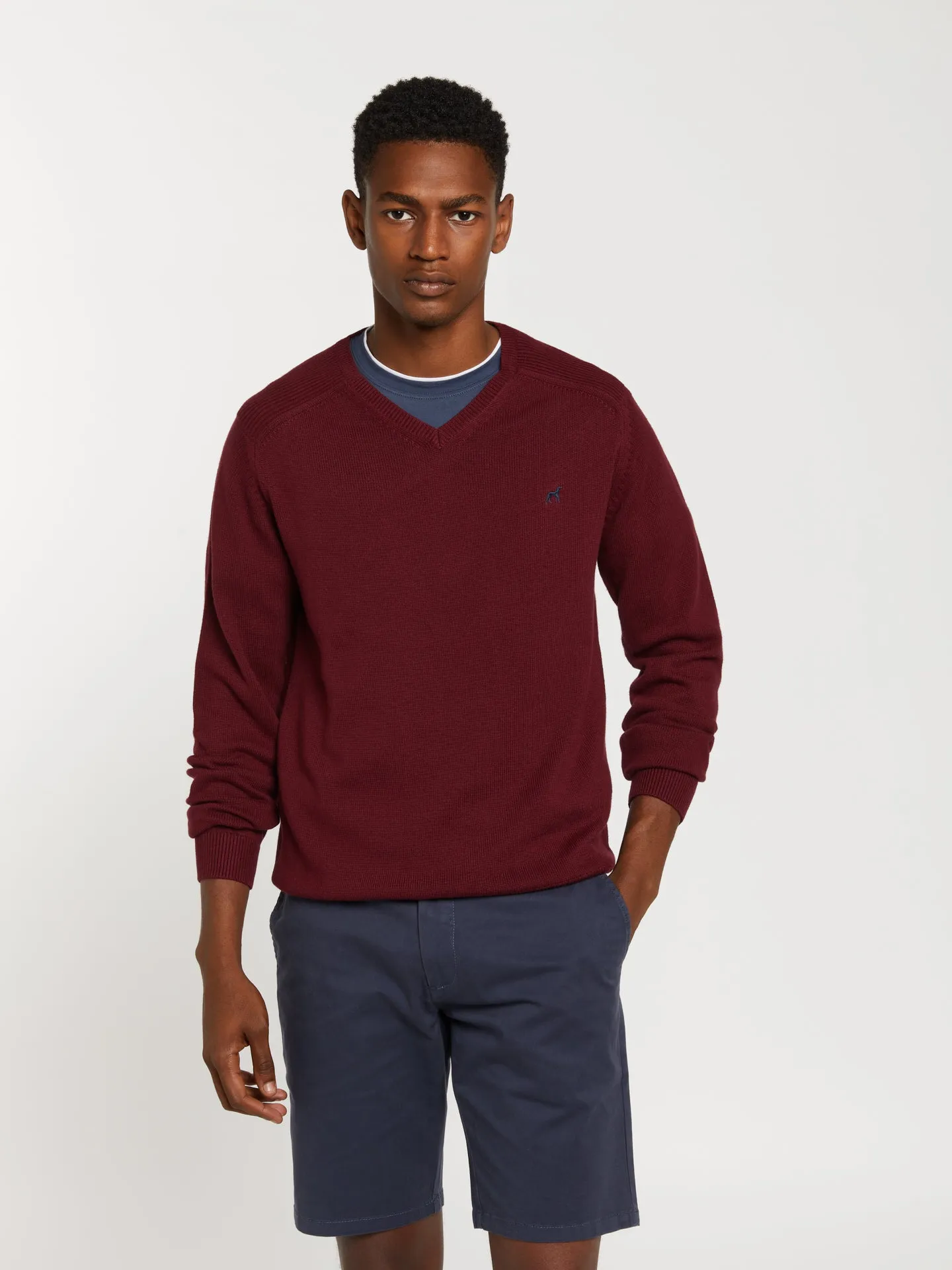 V-neck sweater with raglan sleeves