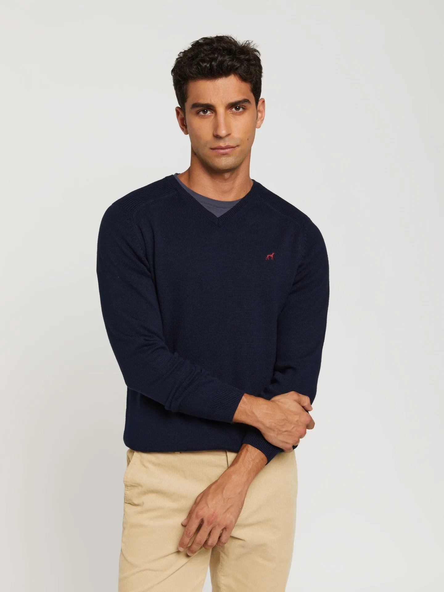 V-neck sweater with raglan sleeves