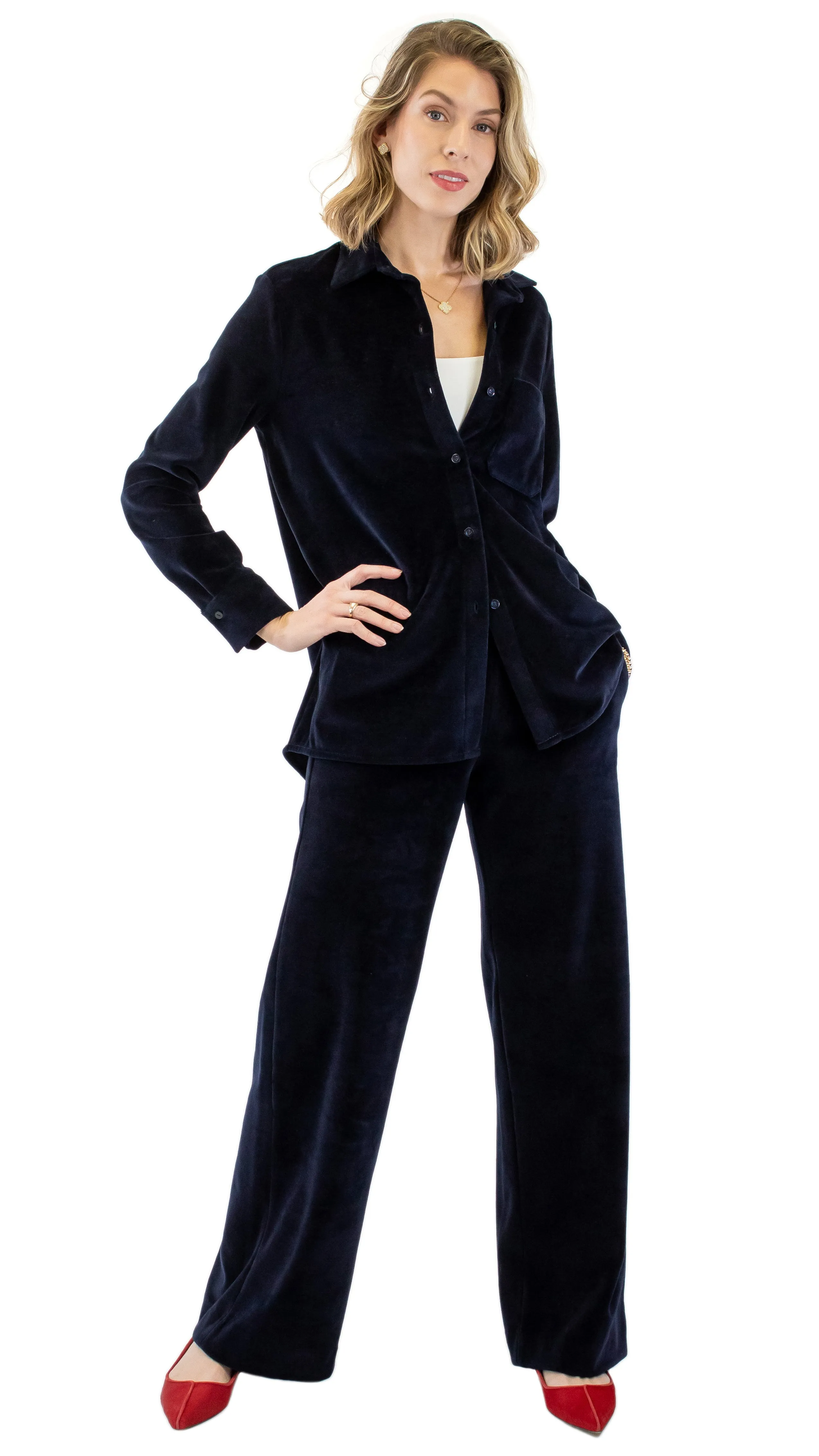 Velour Velvet Pant - Navy