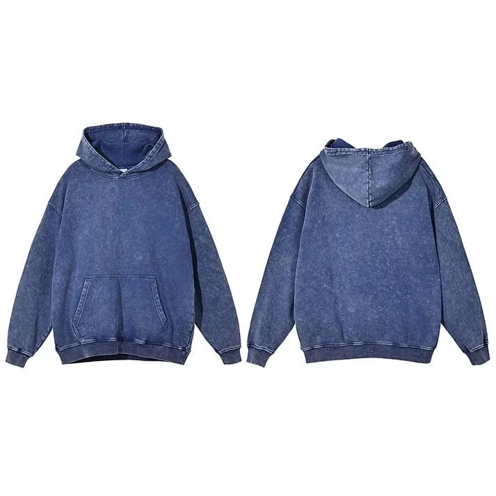 Vintage Washed Hoodie Sweatshirt - Men's Streetwear Harajuku Hooded Pullover