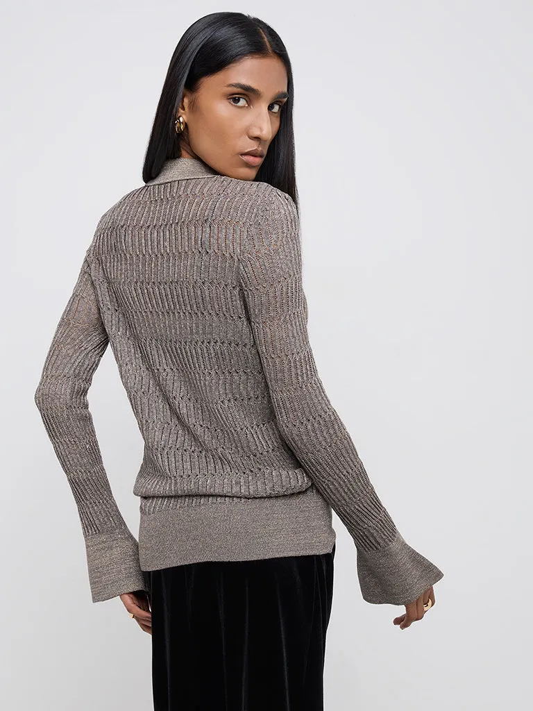 Wardrobe Grey Knit-Textured Sweater