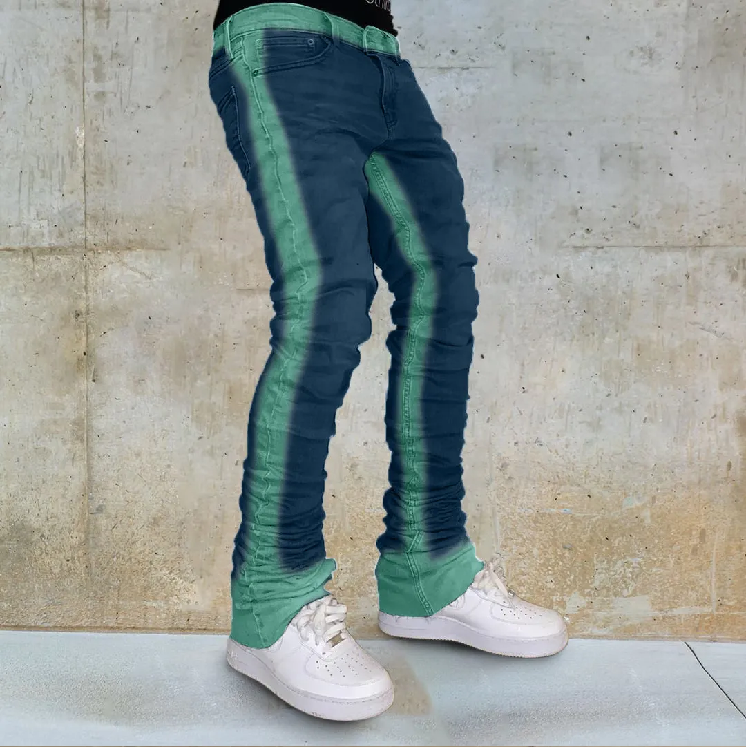 Washed Retro Character Contrast Jeans